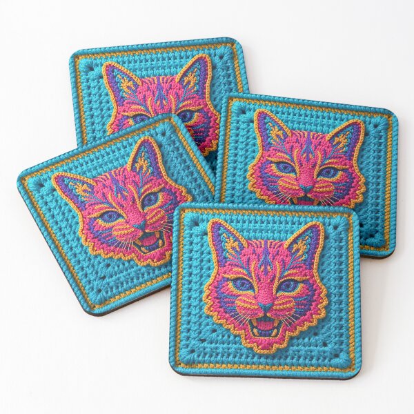Item preview, Crochet Cat Granny Square designed and sold by Festive Bug.