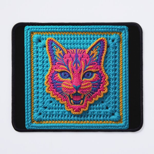 Item preview, Crochet Cat Granny Square designed and sold by Festive Bug.