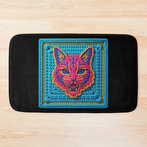 Item preview, Crochet Cat Granny Square designed and sold by Festive Bug.