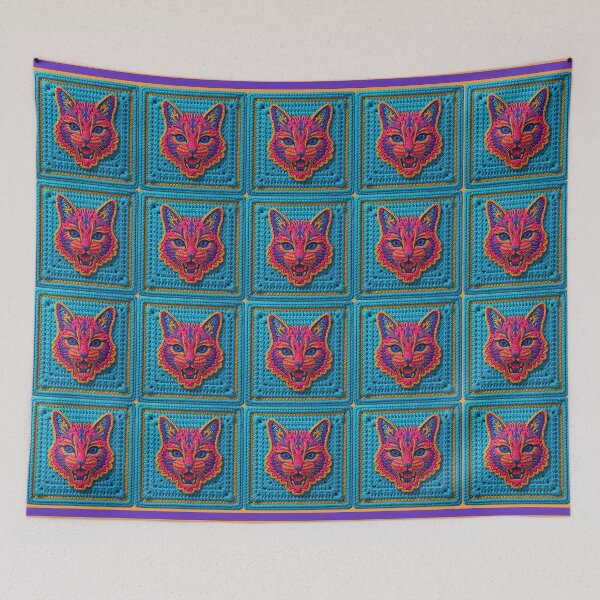 Item preview, Crochet Cat Granny Square designed and sold by Festive Bug.