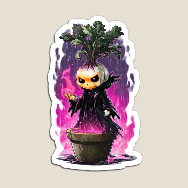 Item preview, Sprouted Garlic Warlock – Dark Fantasy Mage Emerging from Pot designed and sold by StudioPontPix Stickers.