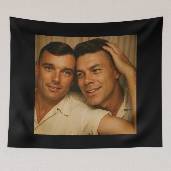 Item preview, Vintage 1950s Together Forever Hyperrealism Two Smiling Men Embracing designed and sold by ItsAKinkThing.