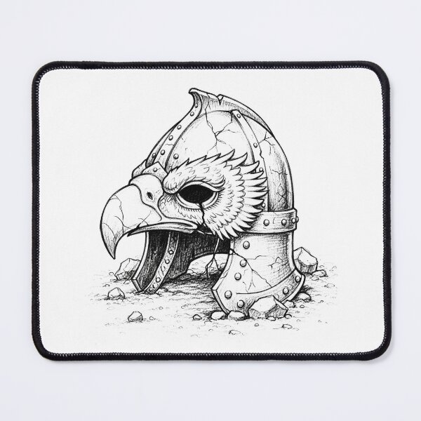 Item preview, Broken Knight Helmet – Dark Fantasy Pencil Sketch designed and sold by ELmestka.