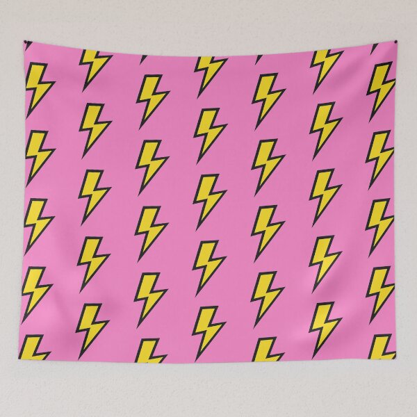 Item preview, Yellow Lightning Bolts with Pink Background  designed and sold by OneThreeSix.