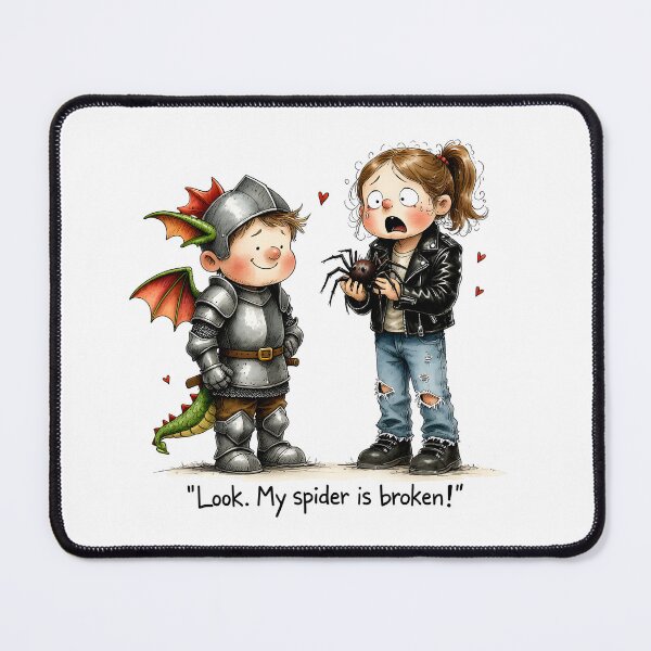 Item preview, Broken Pet Spider – Funny Knight & Girl Kids Illustration designed and sold by MaciejRudzinsky.