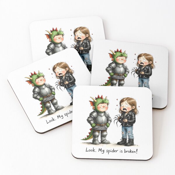 Item preview, Broken Spider Panic – Funny Knight & Scared Girl designed and sold by MaciejRudzinsky.