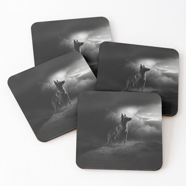Item preview, A watchful Belgian Malinois standing guard at dusk, Dogs in Motion designed and sold by CDC40.