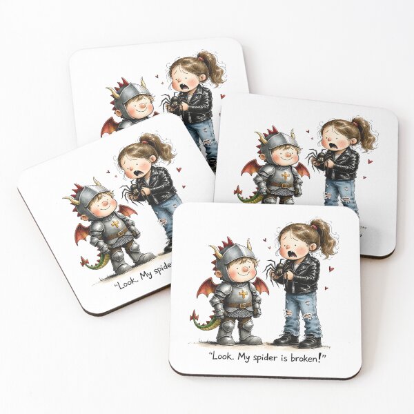 Item preview, Broken Spider Panic – Funny Knight & Scared Girl designed and sold by MaciejRudzinsky.