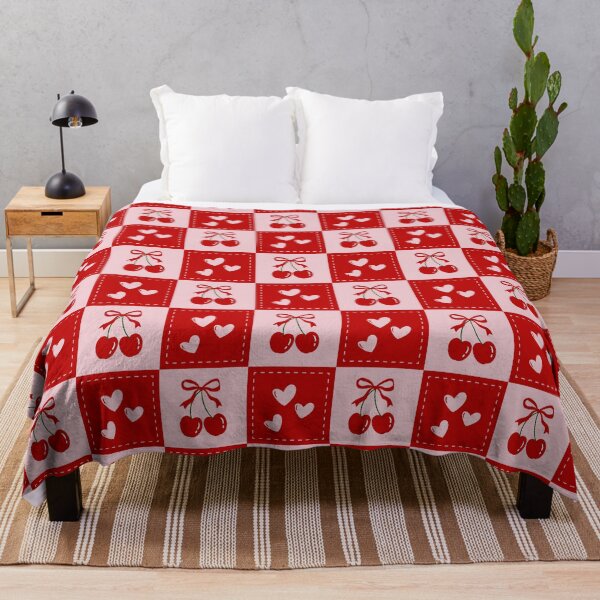 Item preview, Cherry Hearts Patchwork Seamless Pattern Valentine Red Pink Cute Fruit Repeat designed and sold by FRH Design ⭐⭐⭐⭐⭐.