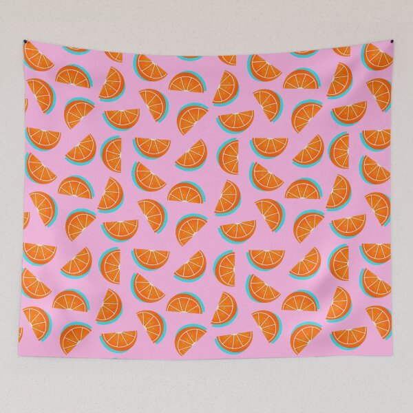 Item preview, Tangy orange slices on pink background designed and sold by Thursday-Child.
