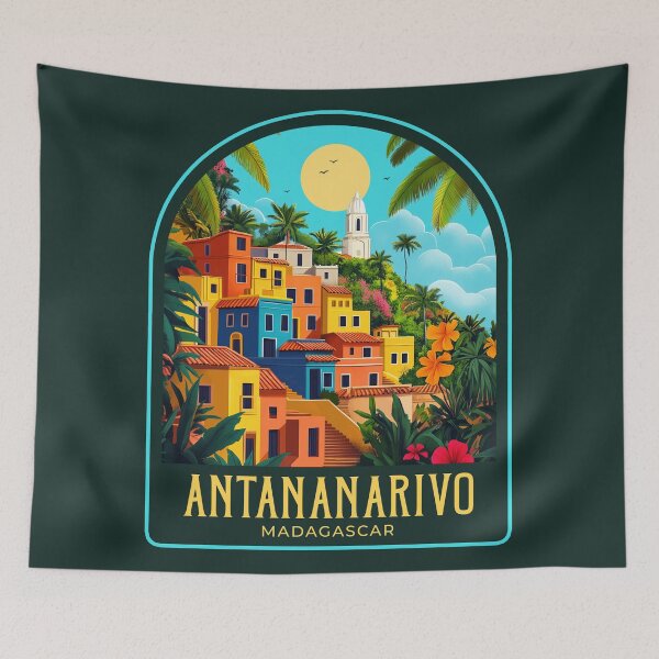 Artikelvorschau, Vintage-Reiseillustration aus Antananarivo entworfen und verkauft von HomeLivingCo.