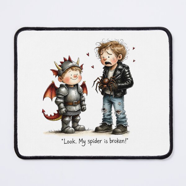 Item preview, Broken Spider Panic – Funny Knight & Scared Boy designed and sold by MaciejRudzinsky.