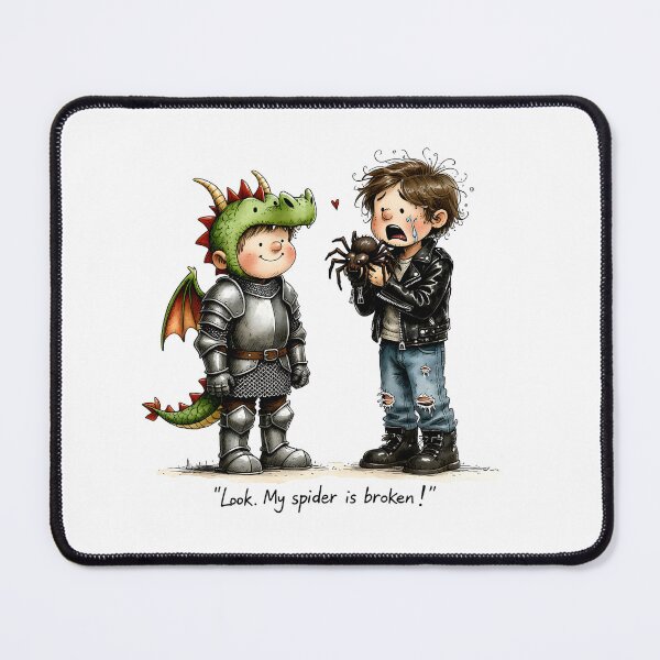 Item preview, Broken Spider Panic – Funny Knight & Scared Boy designed and sold by MaciejRudzinsky.