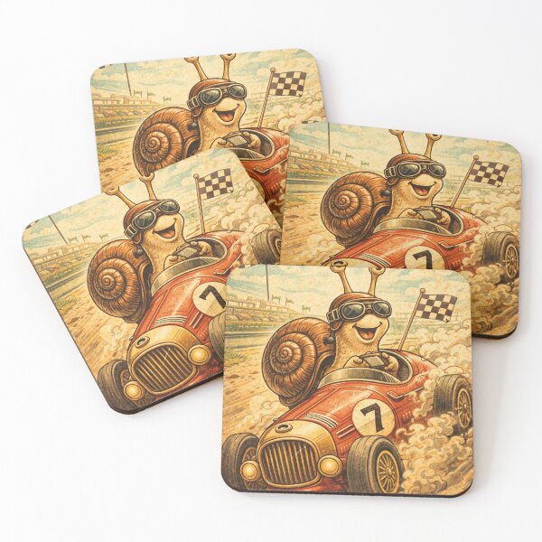 Item preview, Fast snail in a racing car vintage design designed and sold by Mauswohn.