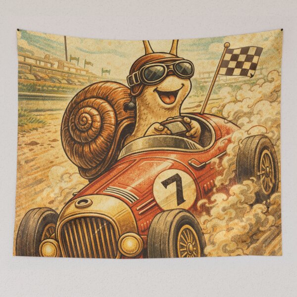 Item preview, Fast snail in a racing car vintage design designed and sold by Mauswohn.