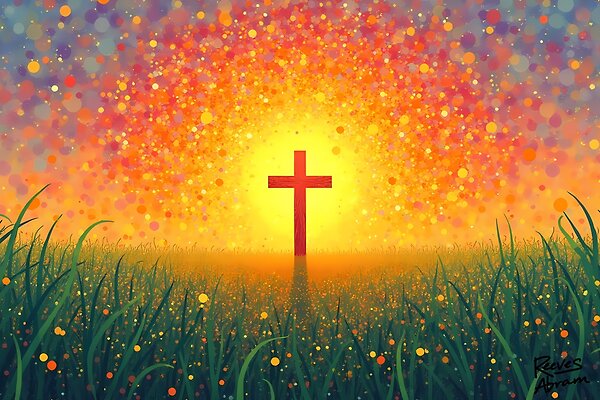 Glowing Cross in the Field - Faith Home Decor