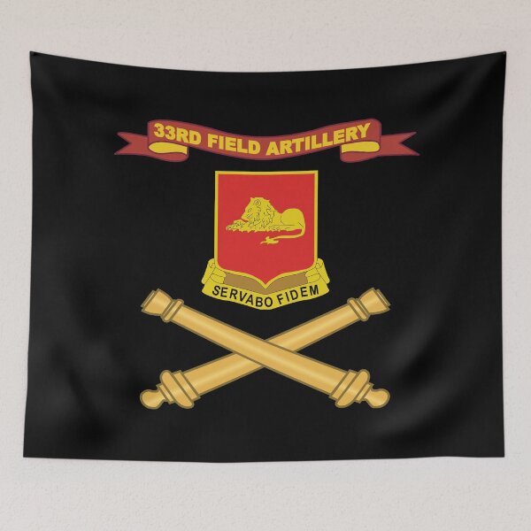 Item preview, Army - 33rd Field Artillery w Ribbon - Br X 300 designed and sold by Military Insignia Products.