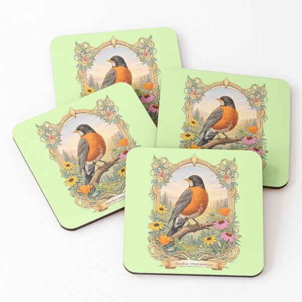 Item preview, Antique American Robin Art Nouveau Natural History Poster designed and sold by BorgSpareParts.