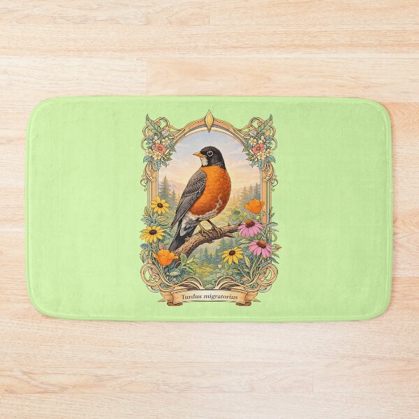 Item preview, Antique American Robin Art Nouveau Natural History Poster designed and sold by BorgSpareParts.