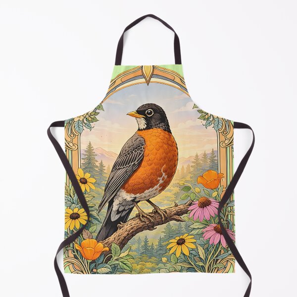 Item preview, Antique American Robin Art Nouveau Natural History Poster designed and sold by BorgSpareParts.