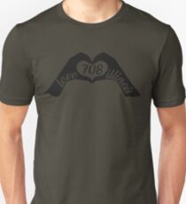 LOVE 708 ILLINOIS - HEART SHAPED HANDS WITH 708 AREA CODE IN THE CENTER Unisex T-Shirt