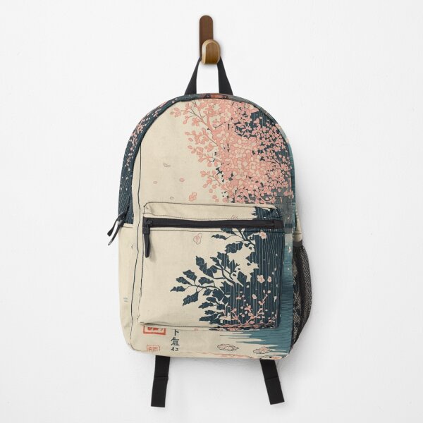 Item preview, Rainy Bridge in Bloom | Surreal Ukiyo-e Sakura & Lantern Art designed and sold by Vandy Fullam.