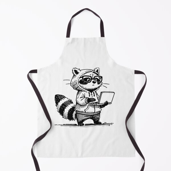 Item preview, Geeky Coder Raccoon with Laptop - Black Ink designed and sold by InkStation24.