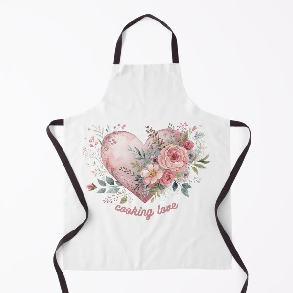 Item preview, Cooking with Love | Cute Floral Heart Apron designed and sold by RALYSHOP.