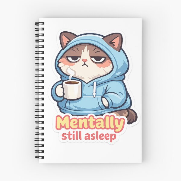 Item preview, Mentally Still Asleep Grumpy Cat Sticker – Sleepy Coffee Cat Hoodie Meme designed and sold by VibeVauilt.