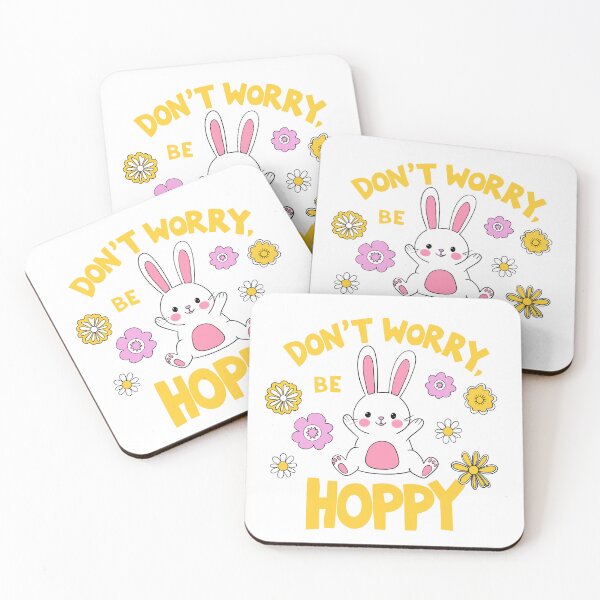 Item preview, Happy Bunny “Don’t Worry Be Hoppy” Floral Cartoon designed and sold by SimoesArtistry.
