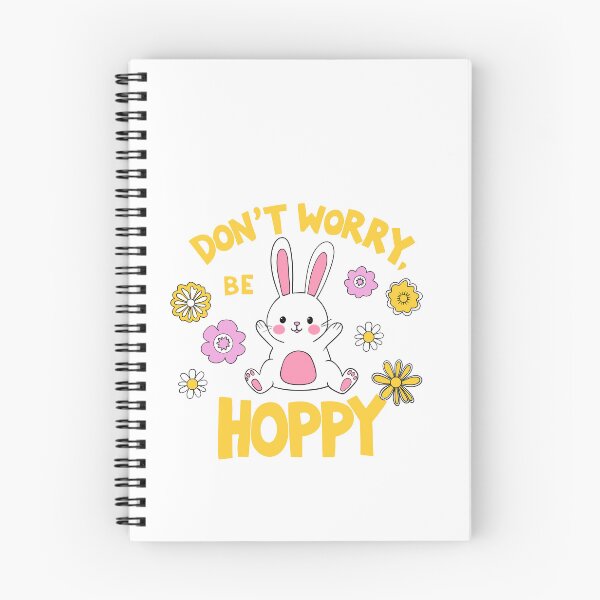 Item preview, Happy Bunny “Don’t Worry Be Hoppy” Floral Cartoon designed and sold by SimoesArtistry.