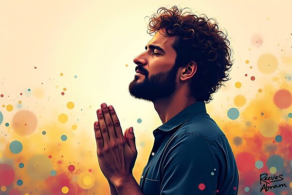 Praying Man Abstract Illustration