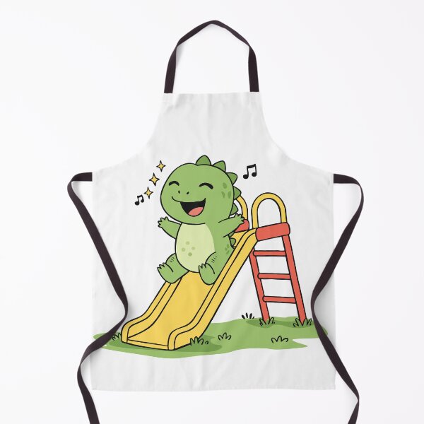 Item preview, Cute Dinosaur Playing on Slide – Happy Playground Cartoon Dino designed and sold by MeeraArts&Crafts.