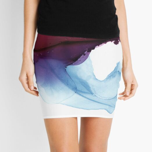 Shades of Purple, Abstract Fluid Artwork Mini Skirt