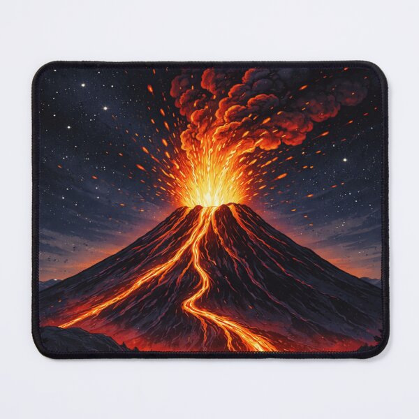 Item preview, Volcano Night Sky Eruption | Lava Starry Sky Adventure Illustration designed and sold by Globalcitytees.