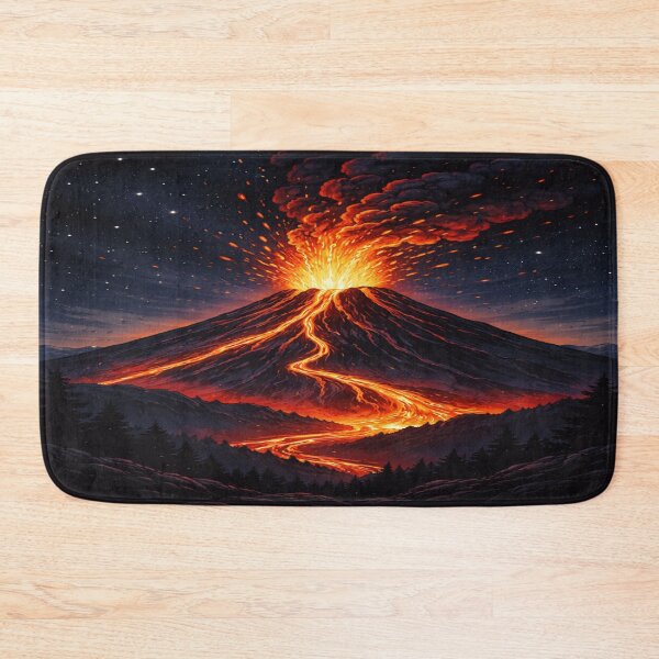 Item preview, Volcano Night Sky Eruption | Lava Starry Sky Adventure Illustration designed and sold by Globalcitytees.