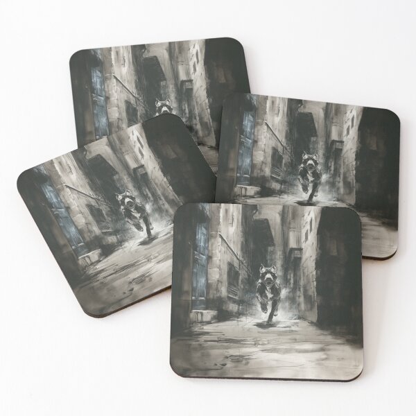 Item preview, A powerful Pit Bull sprinting through a gritty urban alley, Dogs in Motion designed and sold by CDC40.