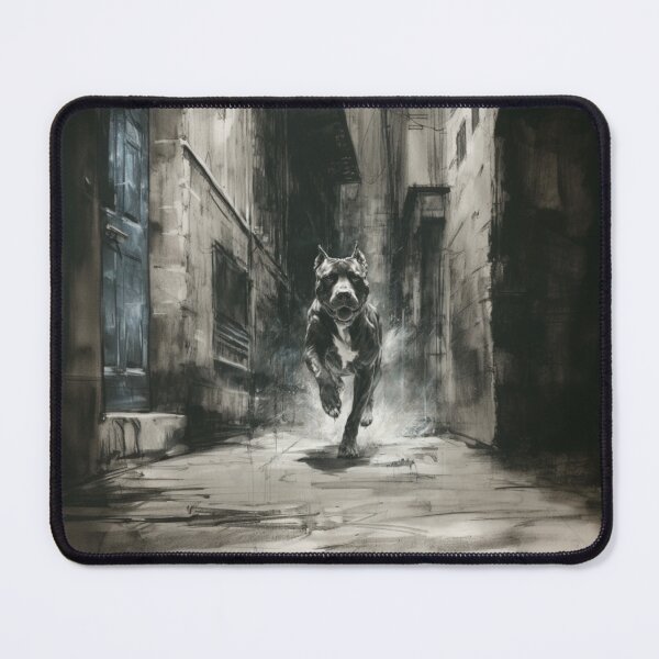 Item preview, A powerful Pit Bull sprinting through a gritty urban alley, Dogs in Motion designed and sold by CDC40.