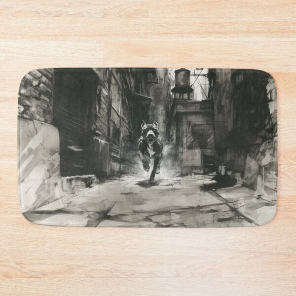 Item preview, A powerful Pit Bull sprinting through a gritty urban alley, Dogs in Motion designed and sold by CDC40.