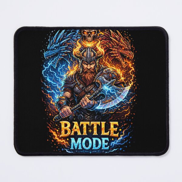 Item preview, Battle Mode Warrior – Viking Skull & Dragon Power Graphic Design designed and sold by Cloudberry Creative.