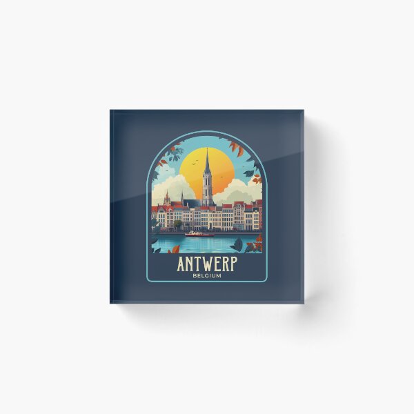Item preview, Antwerp Vintage Travel Illustration designed and sold by HomeLivingCo.