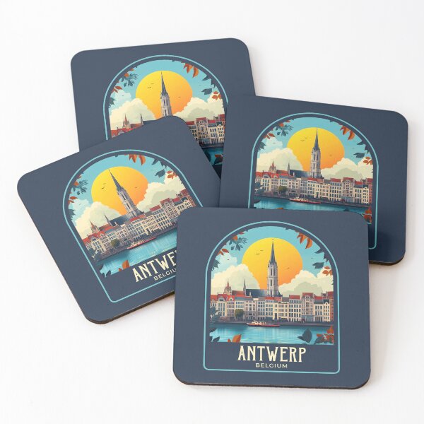 Item preview, Antwerp Vintage Travel Illustration designed and sold by HomeLivingCo.