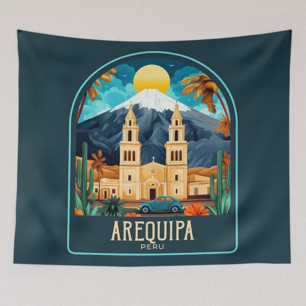 Item preview, Arequipa Vintage Travel Illustration designed and sold by HomeLivingCo.
