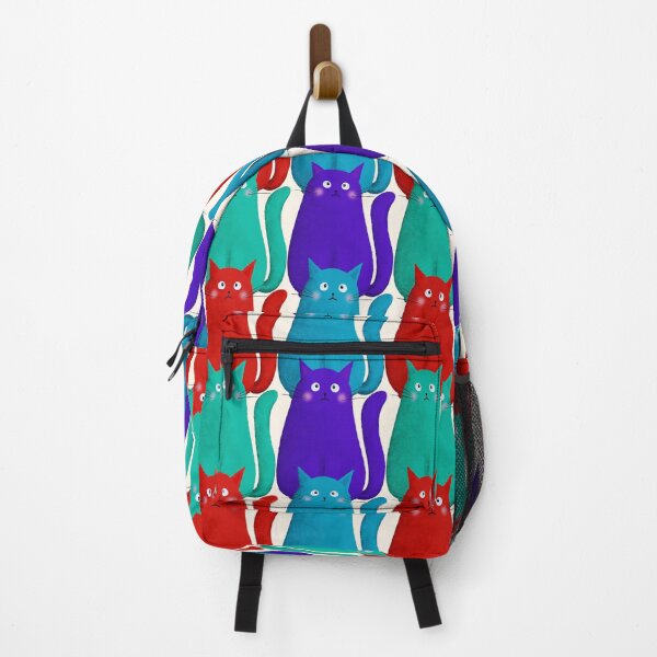 Item preview, Moody Cat Pattern – Green, Blue and Red Sad Cats Seamless Design designed and sold by Brightful Creations .