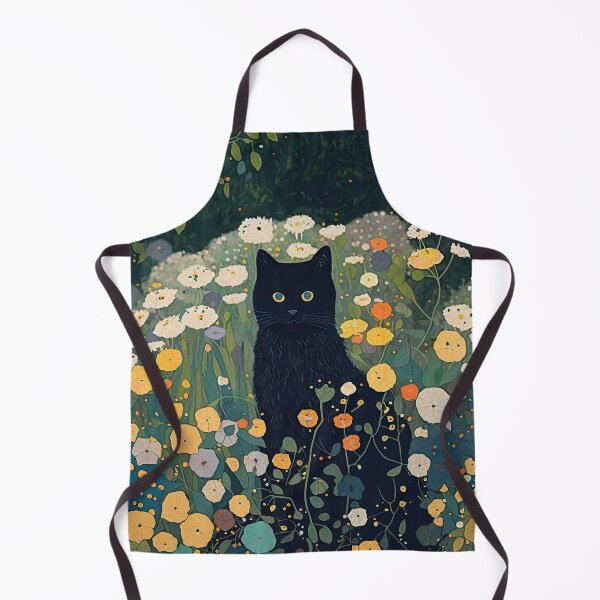 Item preview, Black Cat in Klimt-Inspired Floral Garden designed and sold by curiouswonder.