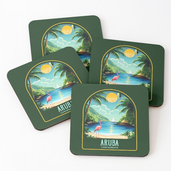 Item preview, Aruba Vintage Travel Illustration designed and sold by HomeLivingCo.
