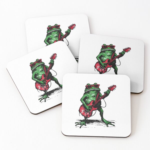 Item preview, Rock n' Roll Frog Playing Red Electric Guitar — Gritty Vintage Grunge Toad Illustration designed and sold by Colorful-Garden.