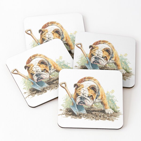 Item preview, Determined English Bulldog Digging Illustration designed and sold by LawleyKingdom.