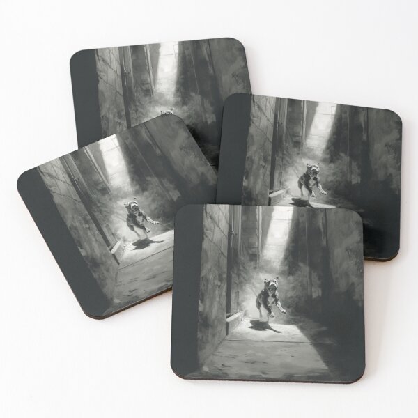 Item preview, A powerful Pit Bull sprinting through a gritty urban alley, Dogs in Motion designed and sold by CDC40.