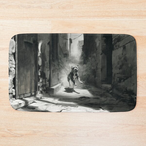 Item preview, A powerful Pit Bull sprinting through a gritty urban alley, Dogs in Motion designed and sold by CDC40.